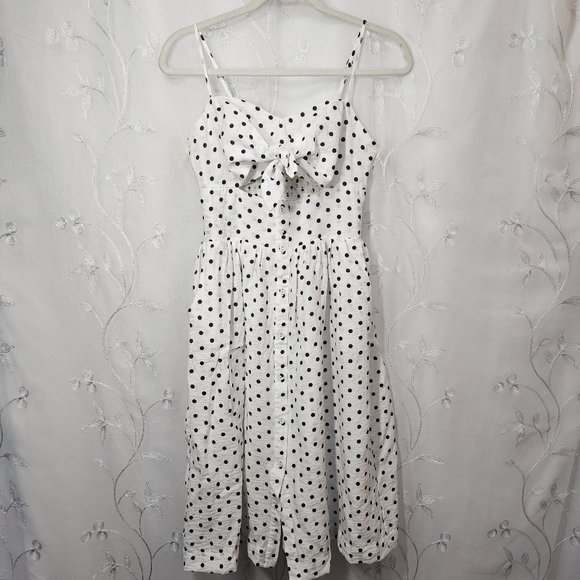 Xhilaration Dresses & Skirts - Black & White Polka Dot, Tie Top Dress with Adjustable Straps & Pockets!